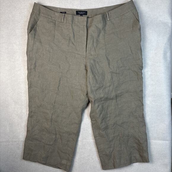 Talbots Capris Womens 20WP Petites Heritage Green Linen‎ Comfort Wide Leg Spring - Picture 1 of 10
